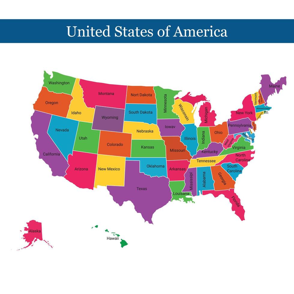 USA Map, Digital United States of America Map isolated in white background vector