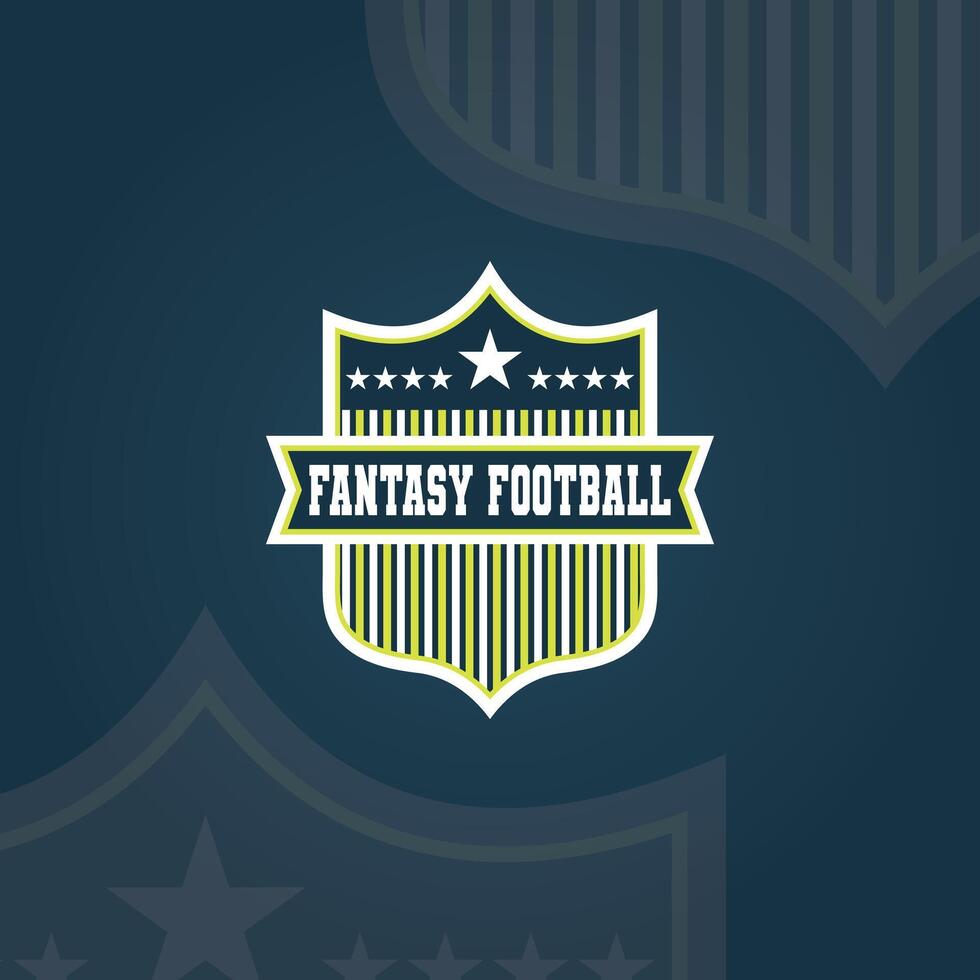 Fantasy Football Logo white line, stars and shield vector
