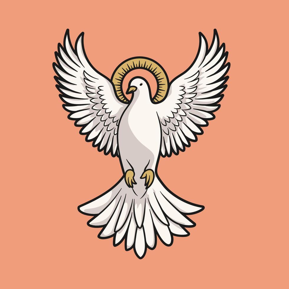 Dove of the Holy Spirit Colored Illustration vector