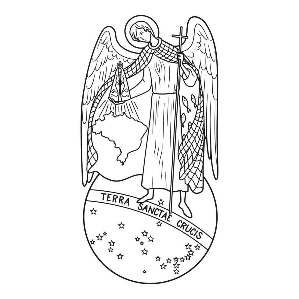 Guardian Angel of Brazil Illustration Outline Monochrome vector