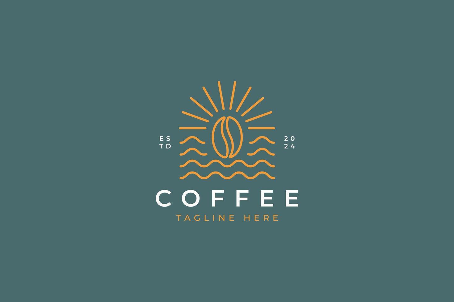 River and Coffee Bean Concept Logo Branding Cafe Shop Nature Sign Symbol vector