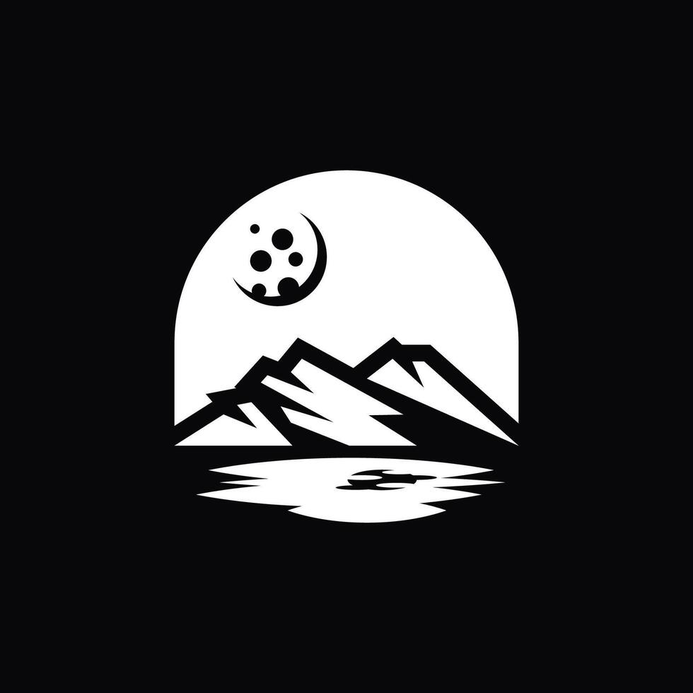 abstract and simple logo of night mountain vector