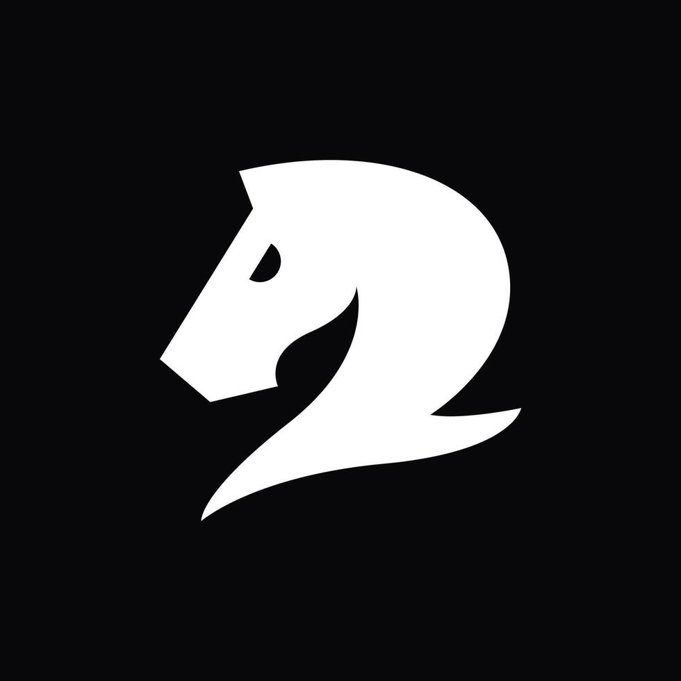 abstract and simple logo of horse head vector