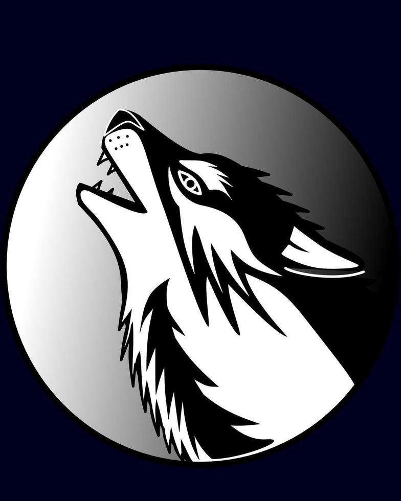 A wolf howling in the dark on a black background vector