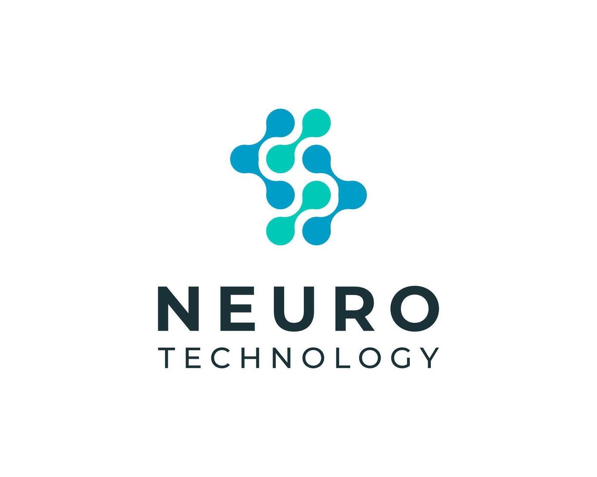 Abstract Neural Connection Network Technology Digital Solution Logo Design Illustration vector