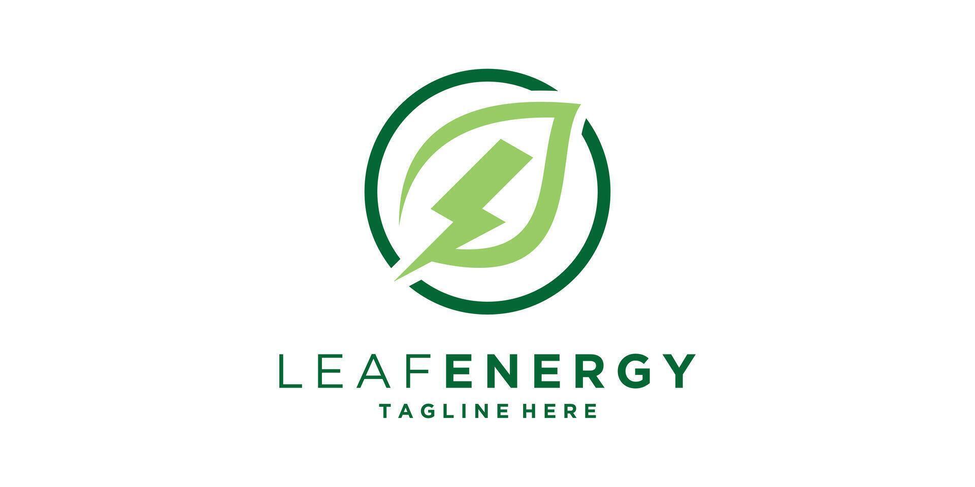 logo design combination of leaves and flash, energy, voltage, electricity, ecology, symbol, icon, idea, creative. vector