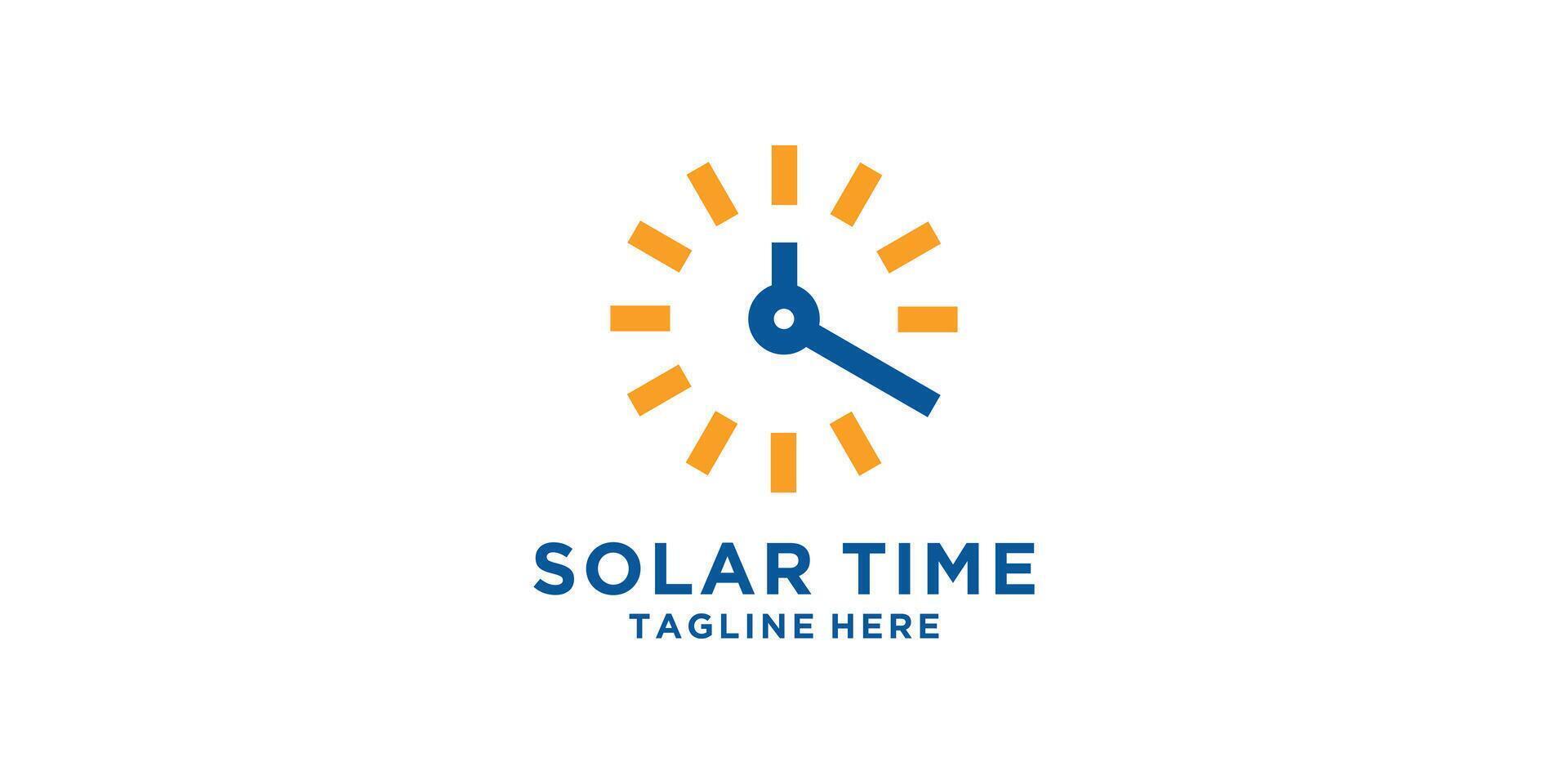 logo design combination of sun and clock, time, solar, energy, symbol, icon, , idea, creative. vector