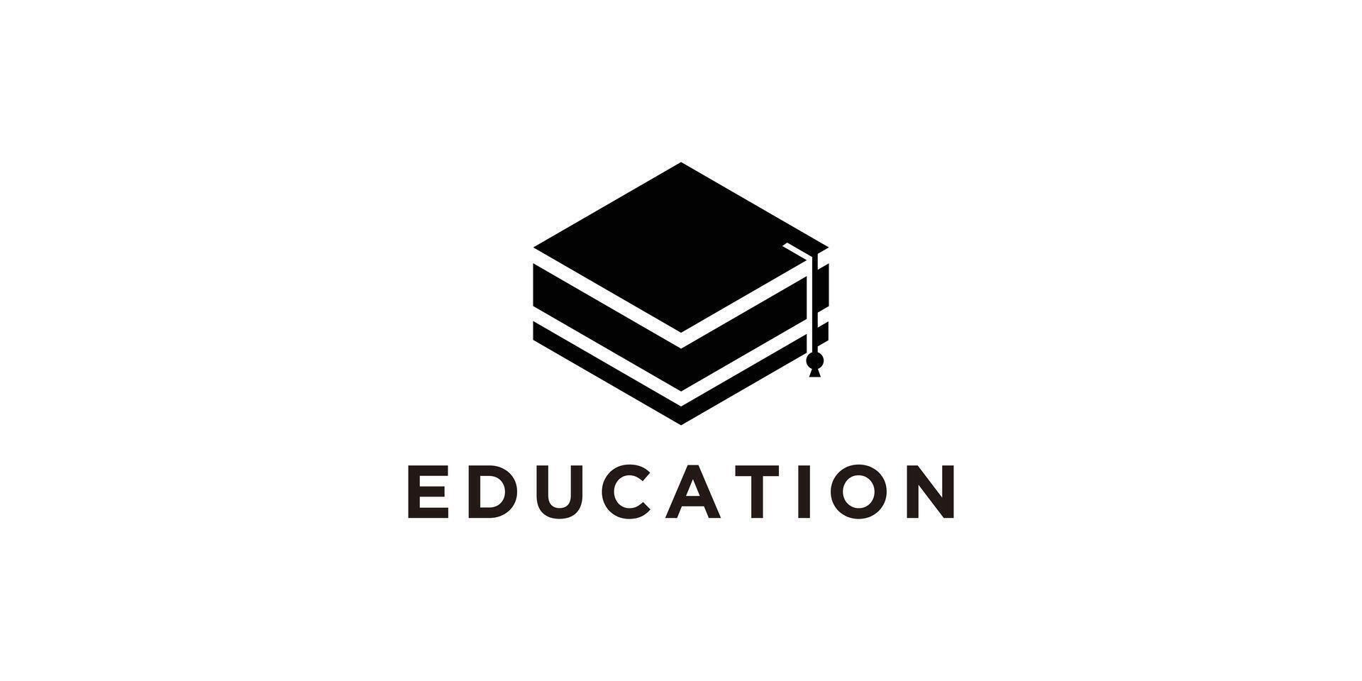 education logo design, combination of books and graduation hats, collage, study, symbol, icon, idea, creative. vector