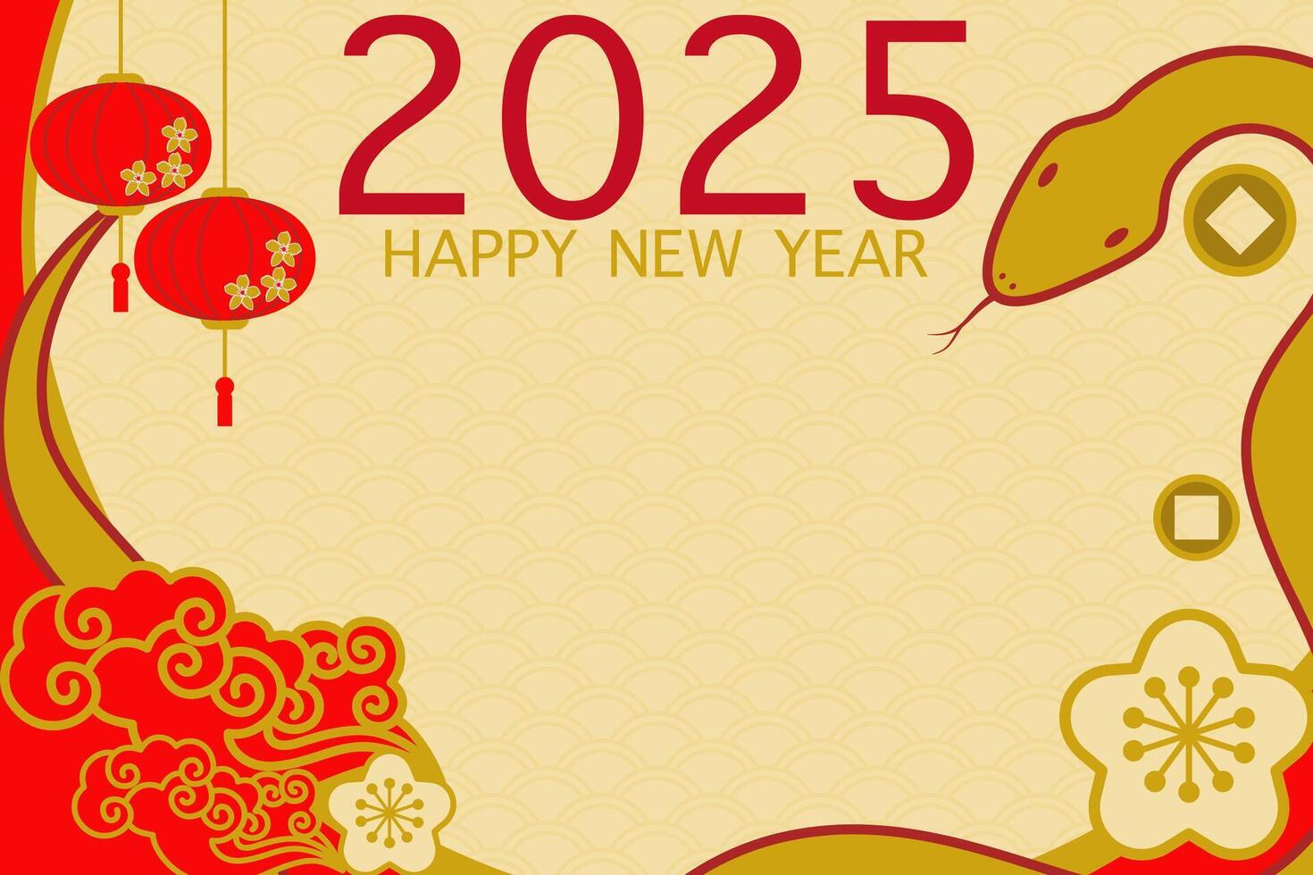 Happy year of the snake. Chinese new year background and template. vector