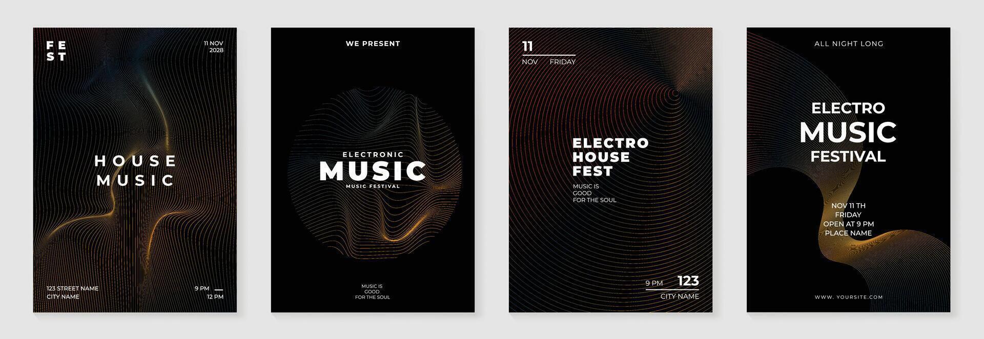 Music Electro Sound wave Cover template collection. vector