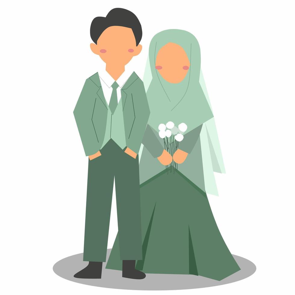 Islamic Cute Wedding Couple Illustration vector