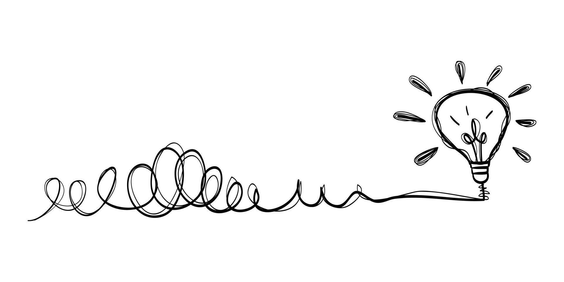 Creative bulb on doodle style. the concept of transition from complicated to simple with bulb lamp. Symbol of idea, innovation, creativity vector