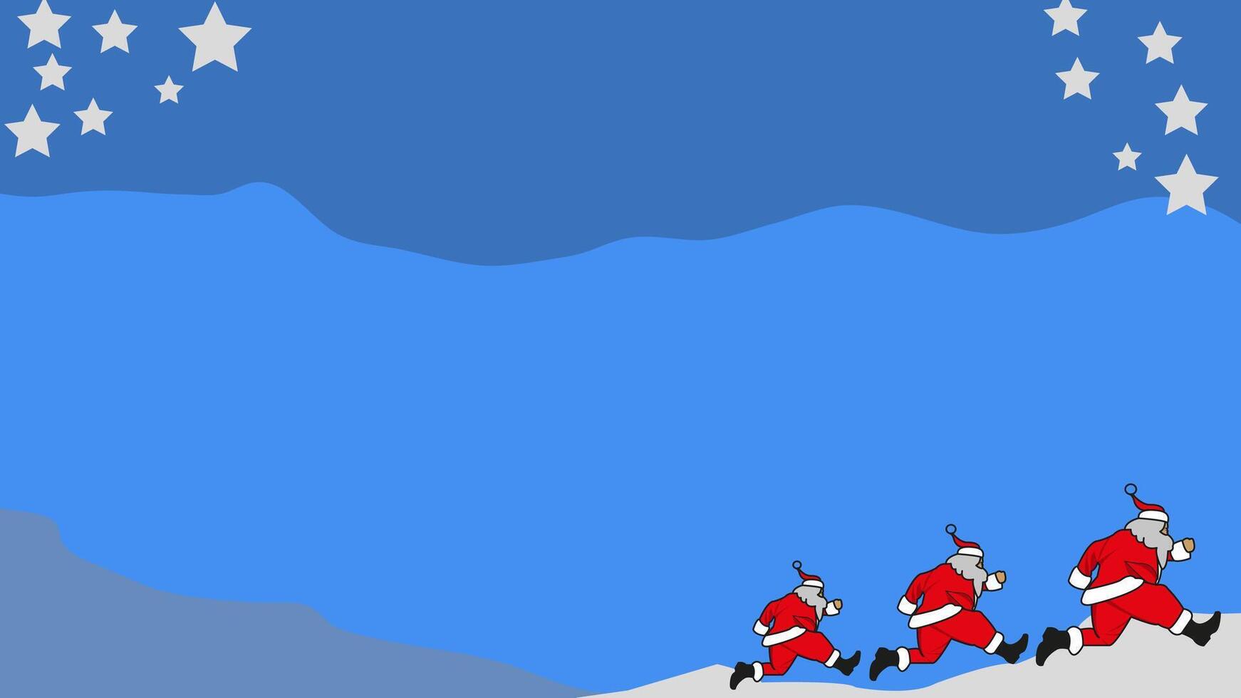 background with a Christmas theme and running Santa, suitable for media content with a copy space area vector