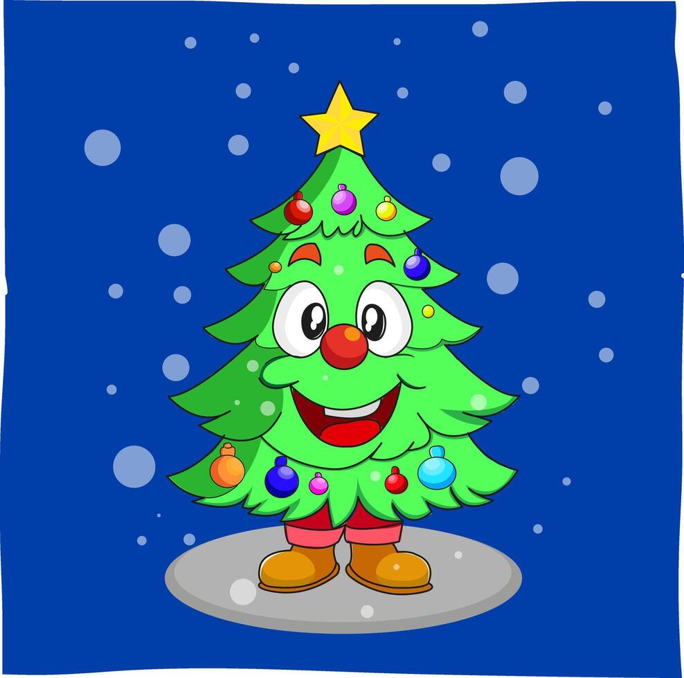 cute christmas tree cartoon, isolated on plain background vector
