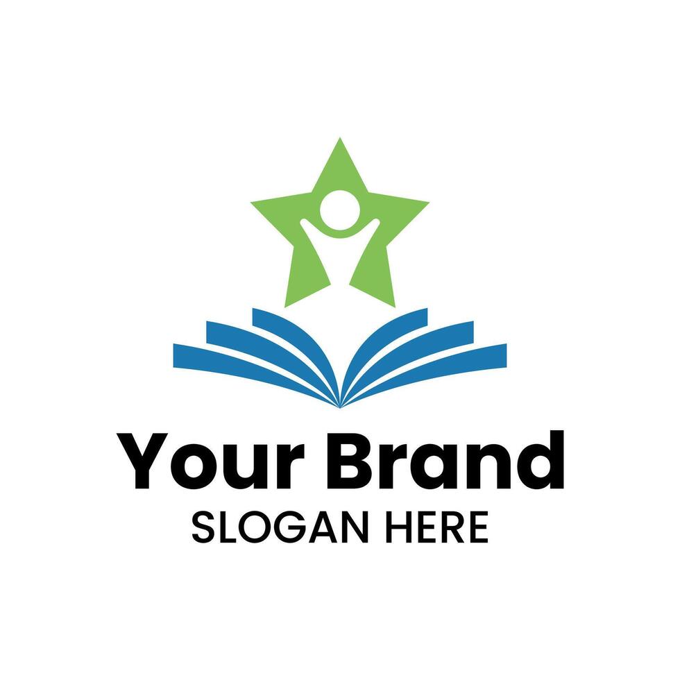 Illustration of a book and star logo, symbolizing the spirit of learning and achieving success vector