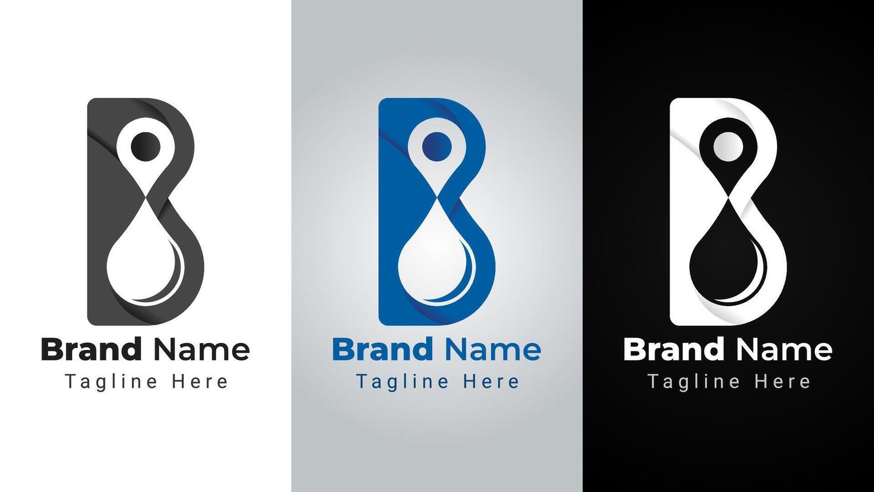 Letter B Pin Water Logo,combinations of letter b and negative space of pin and water drop symbol vector