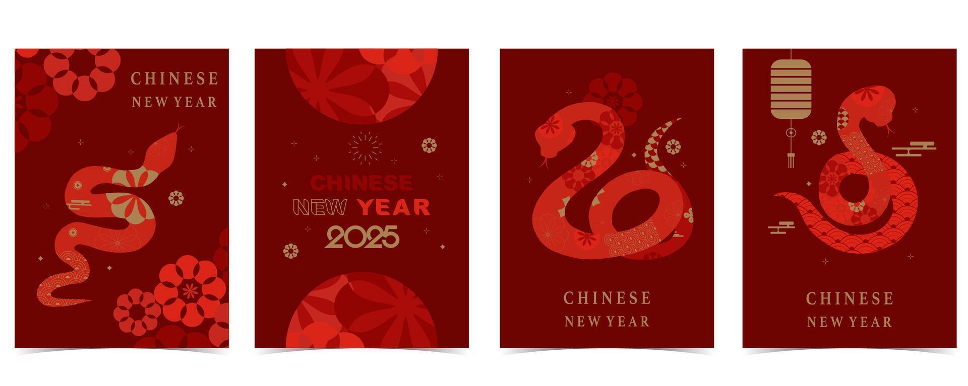 Happy Chinese New Year on red background with snake vector