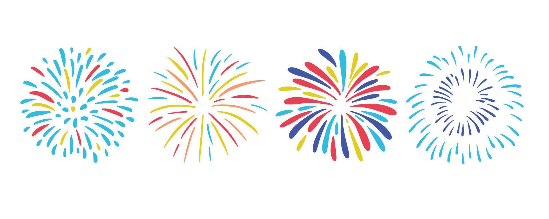 firework happy new year on white background vector
