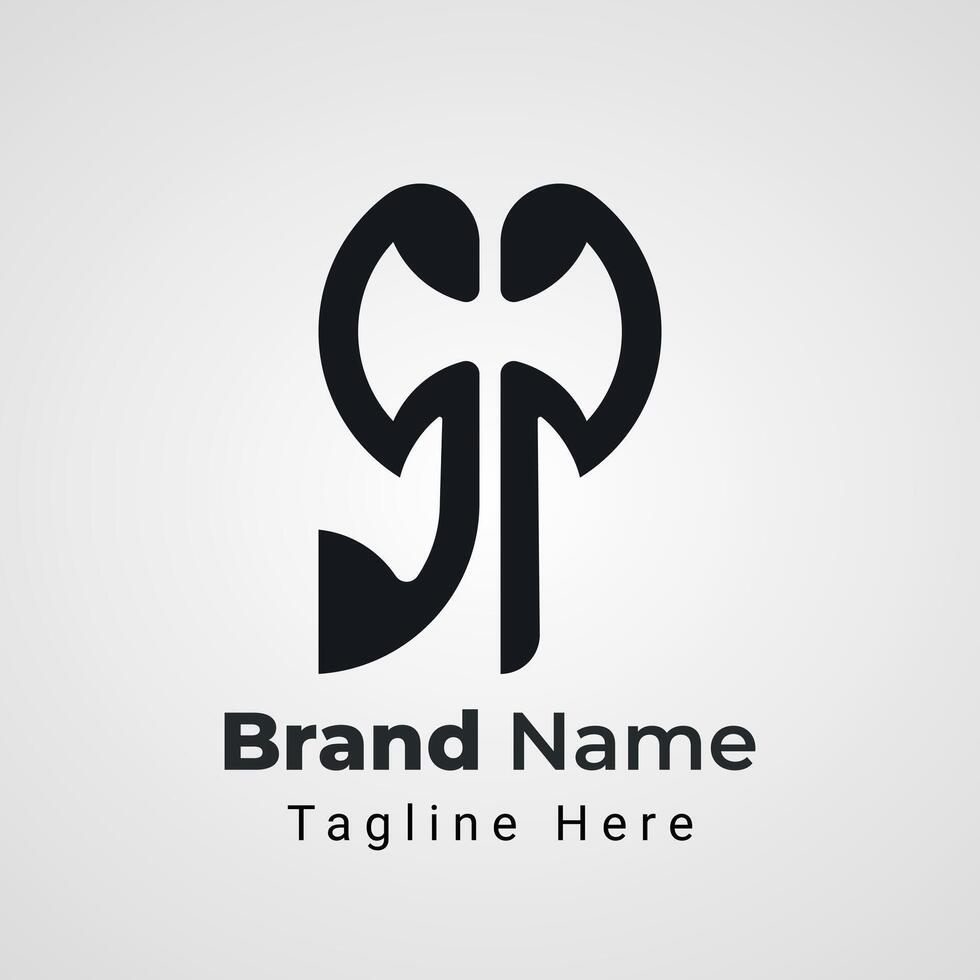 Letter SP Axe Logo, Combination logo of letter S and Letter P arranged to form axe negative space vector