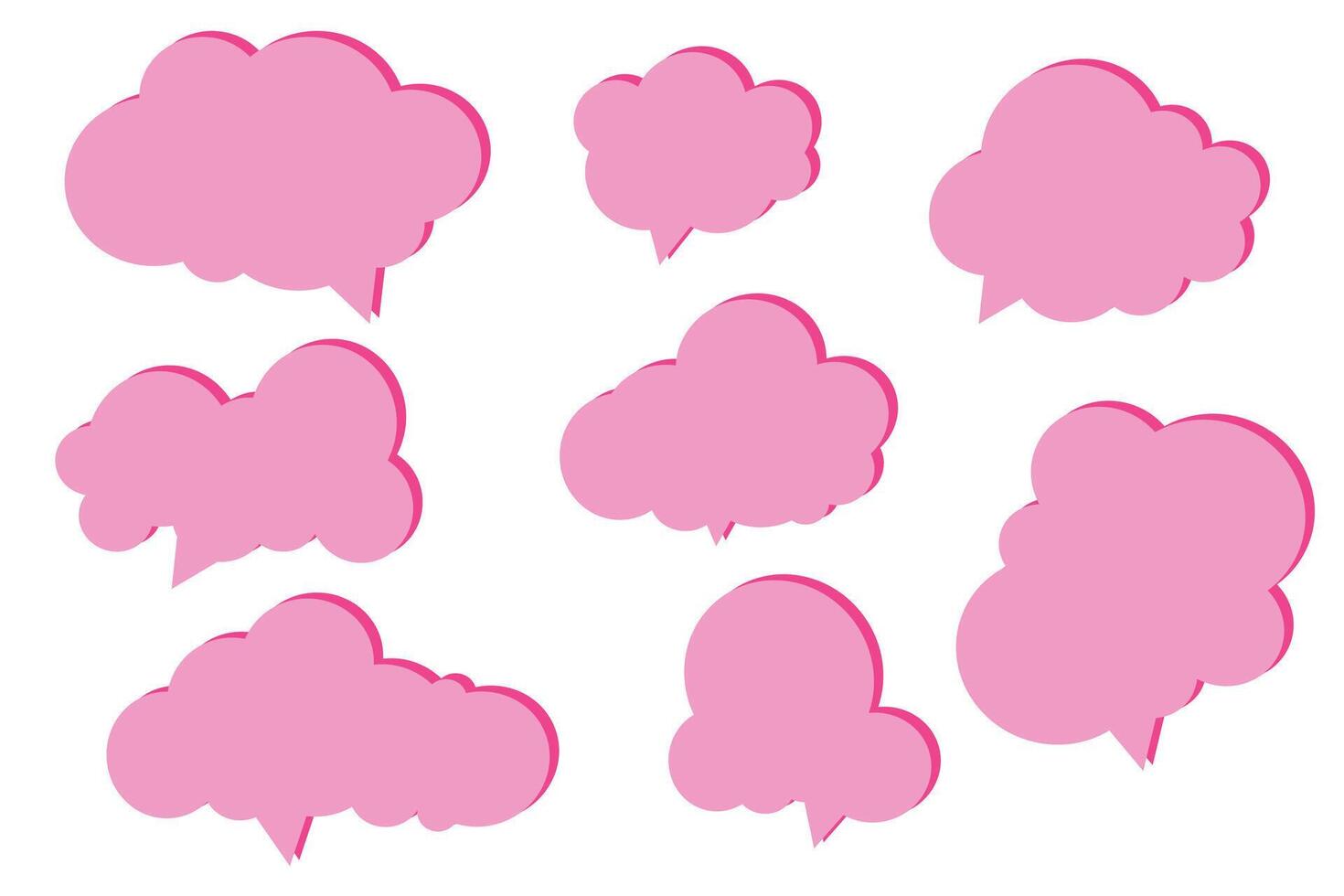 Set valentine speech bubbles on white background. chat box or chat square and doodle message or communication icon Cloud speaking for comics and minimal message dialog vector