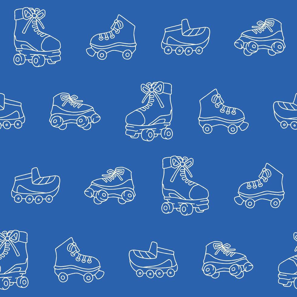 Outline Collection of Roller skates Seamless Pattern illustration Design vector