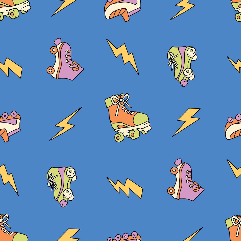 Roller skates Lightning Seamless Pattern illustration Design vector