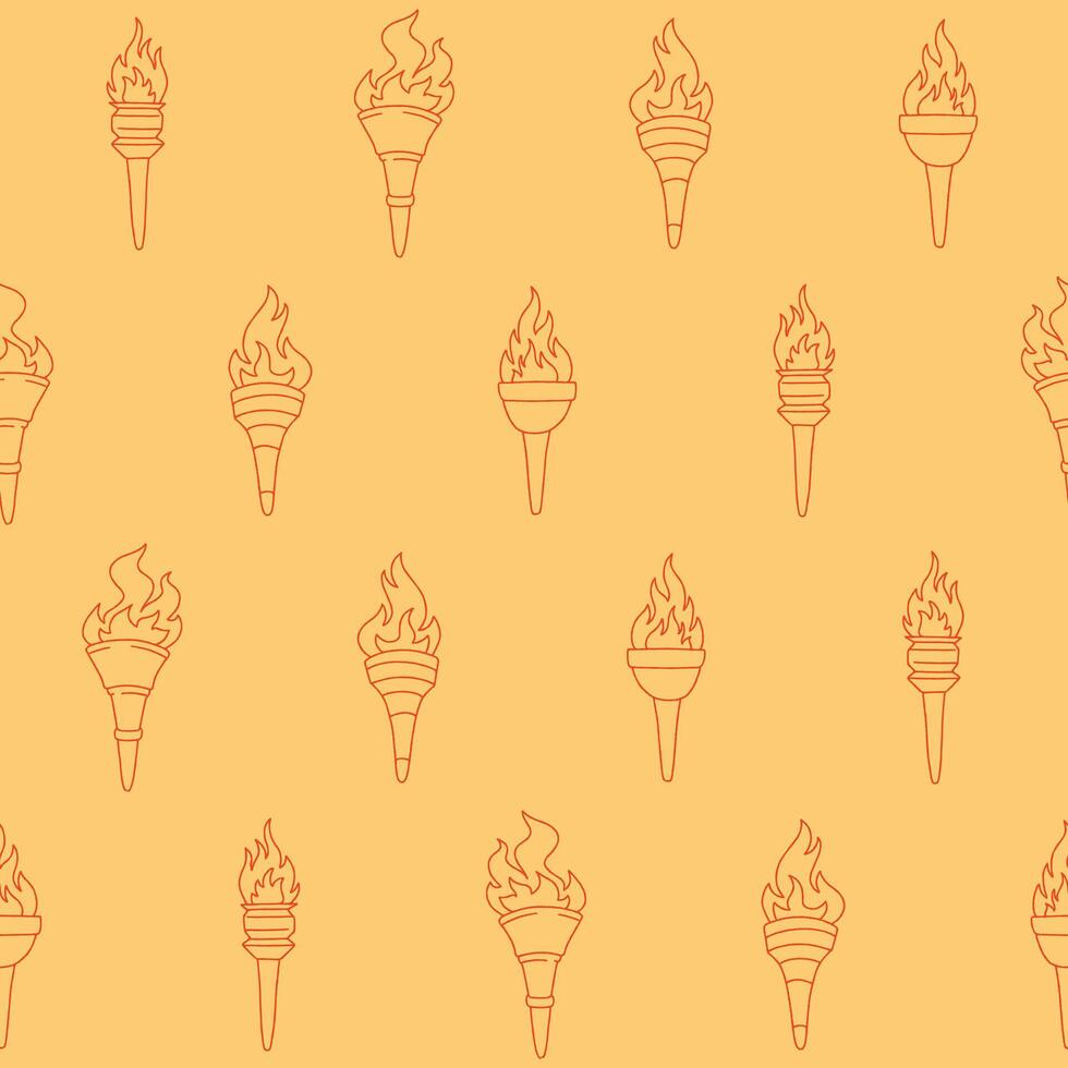 Outline Collection of Torch Seamless Pattern illustration for Print, Wallpaper, Decoration. vector