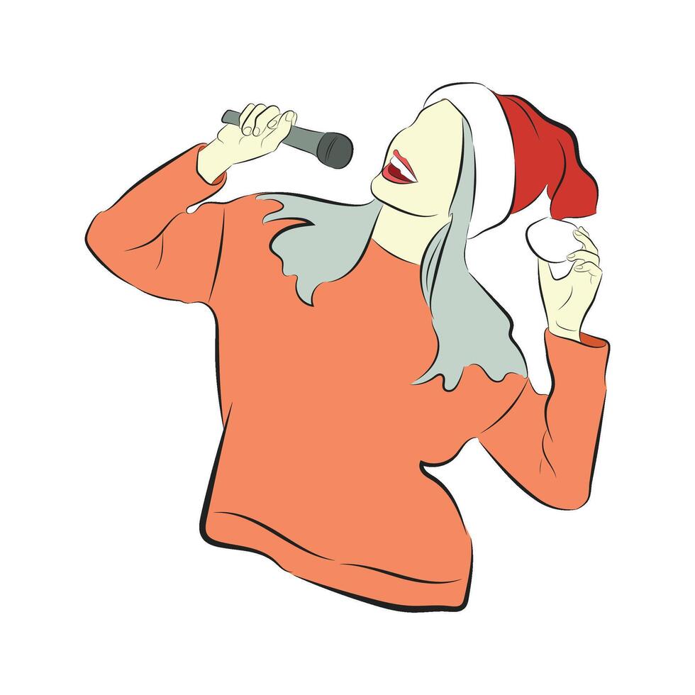 illustration of a woman singing for christmas vector