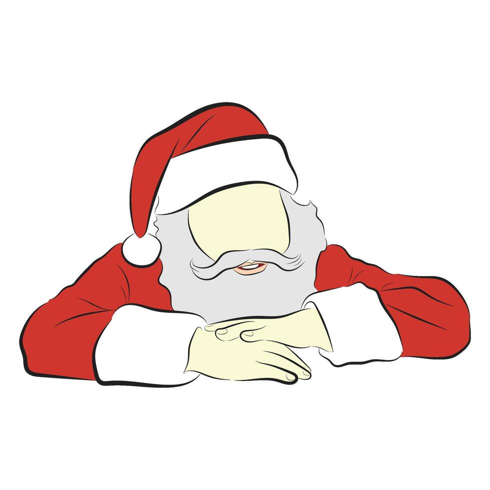 illustration of Santa Claus contemplating vector