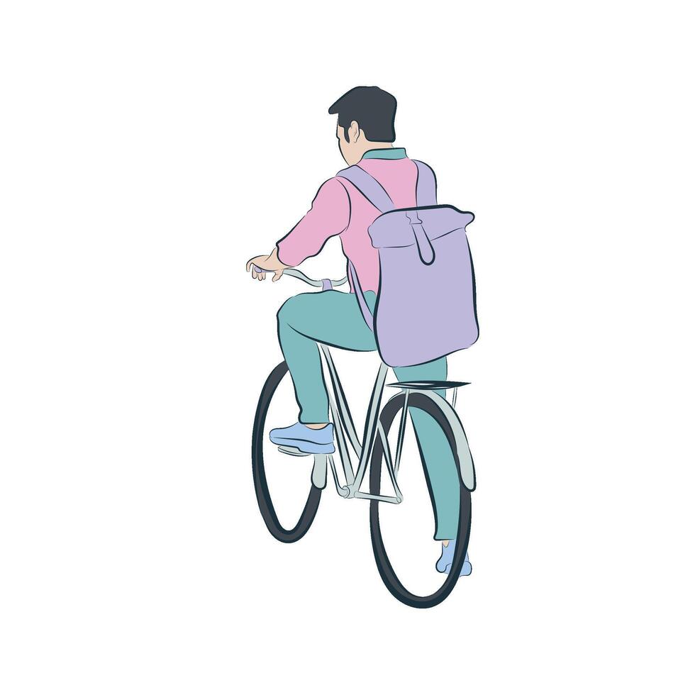 illustration of a man cycling vector
