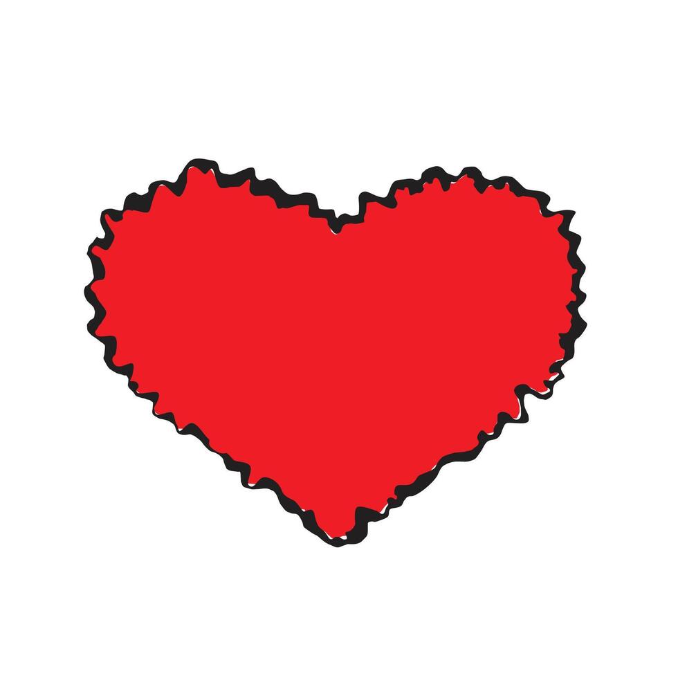 illustration of heart and love with wavy outline vector