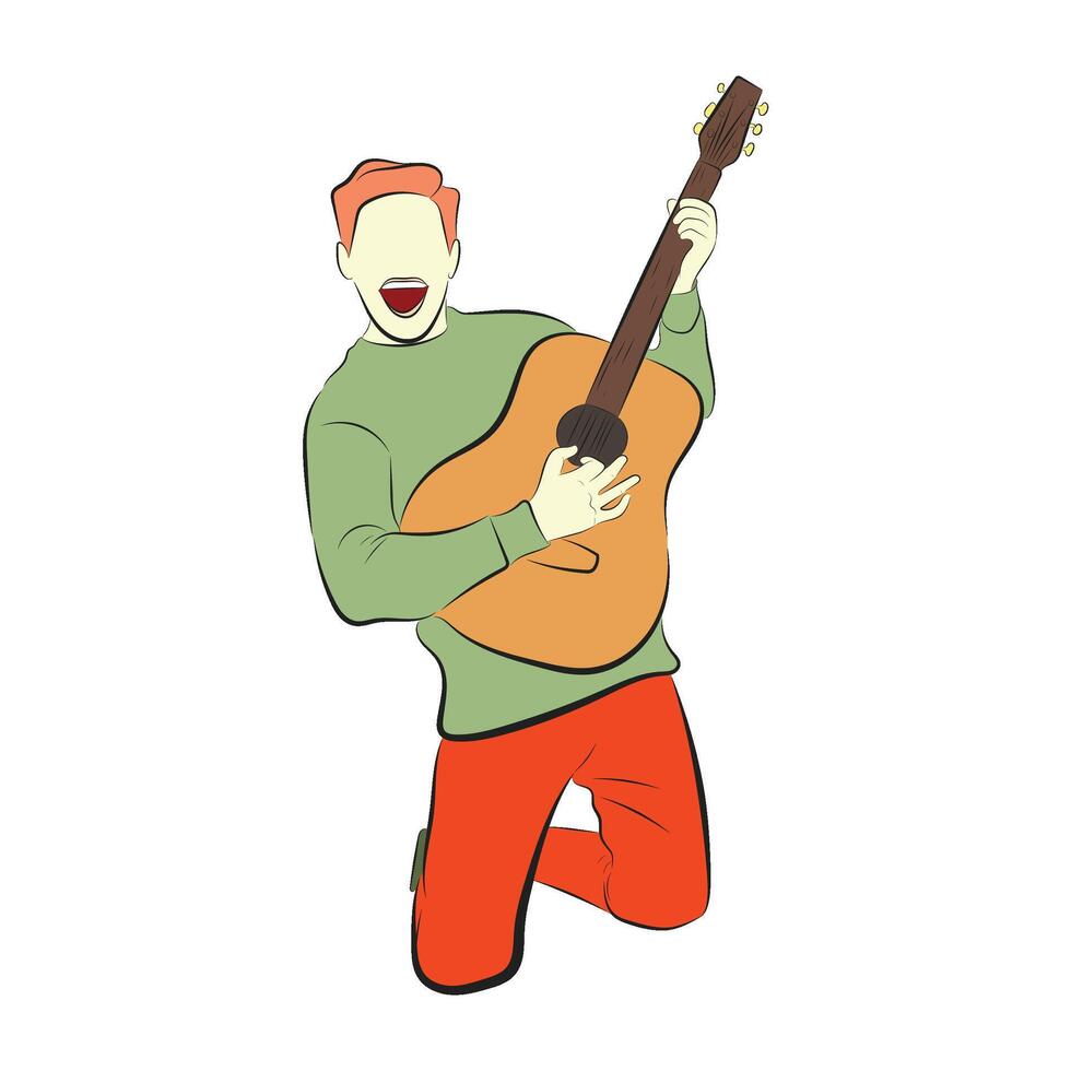 illustration of a man playing guitar, vector