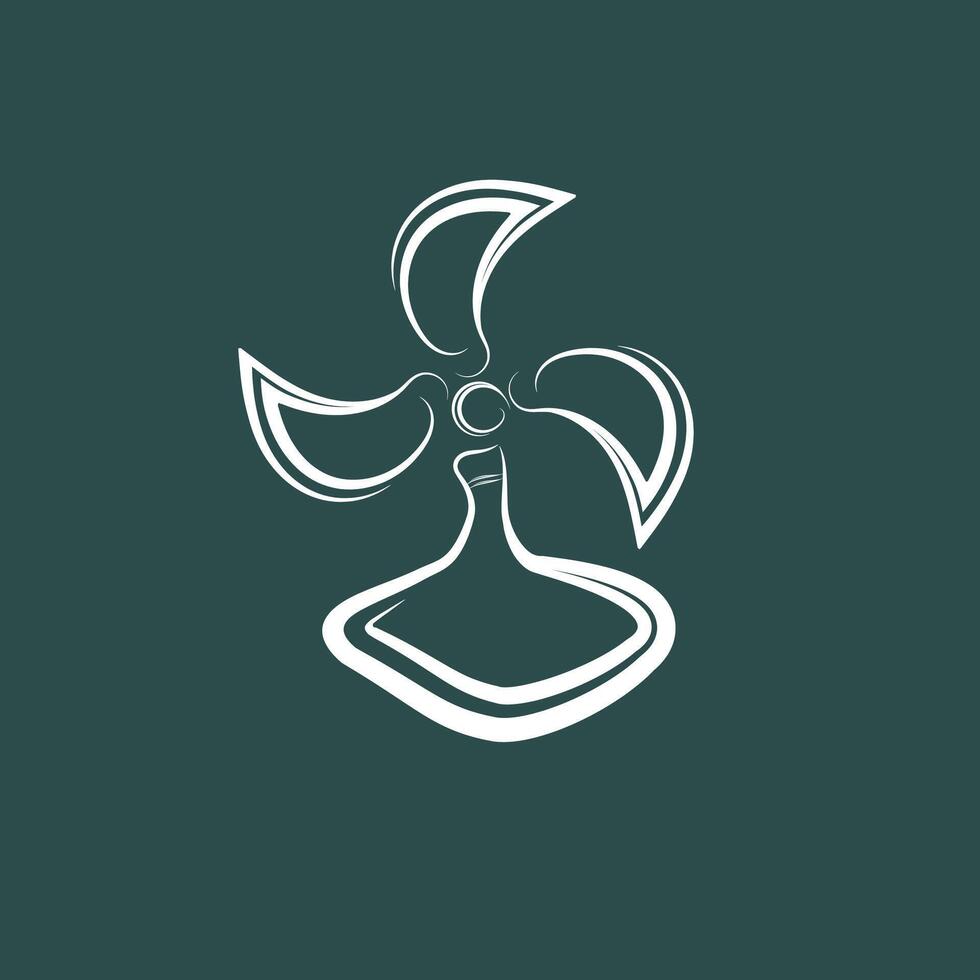 unique fan logo icon illustration with wave lines vector