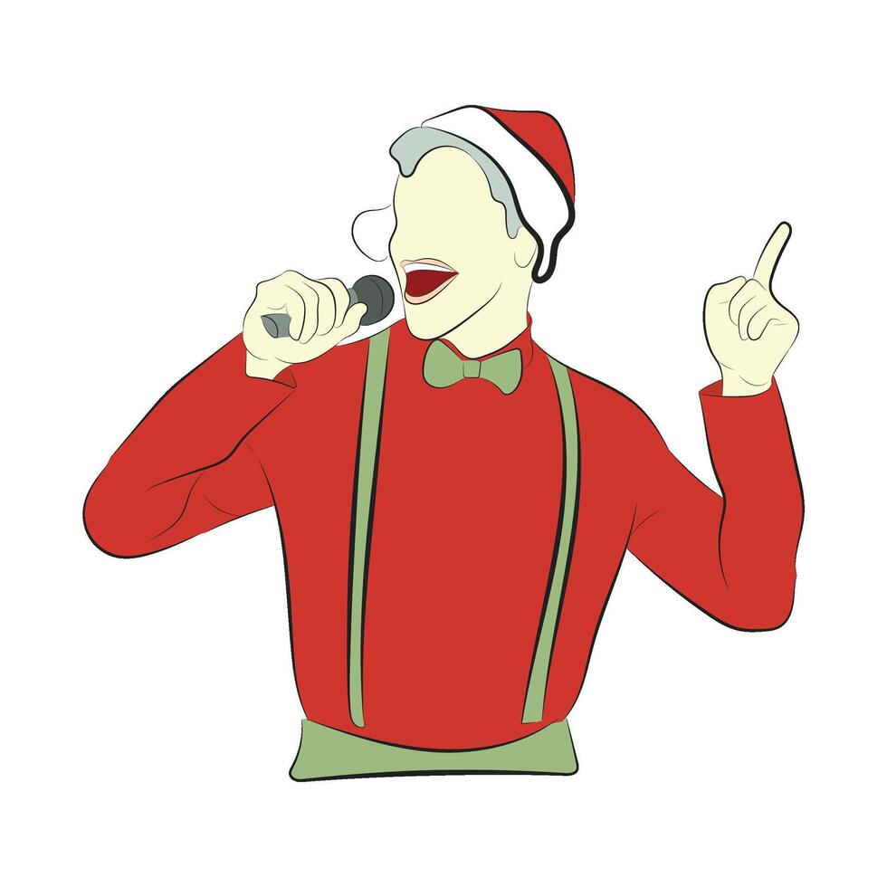 illustration of a man singing for christmas vector