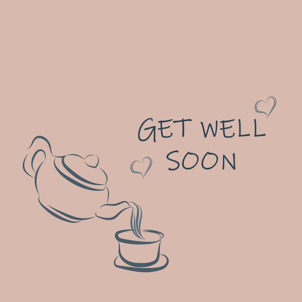Get Well Soon Card template illustration for your social media or printing vector