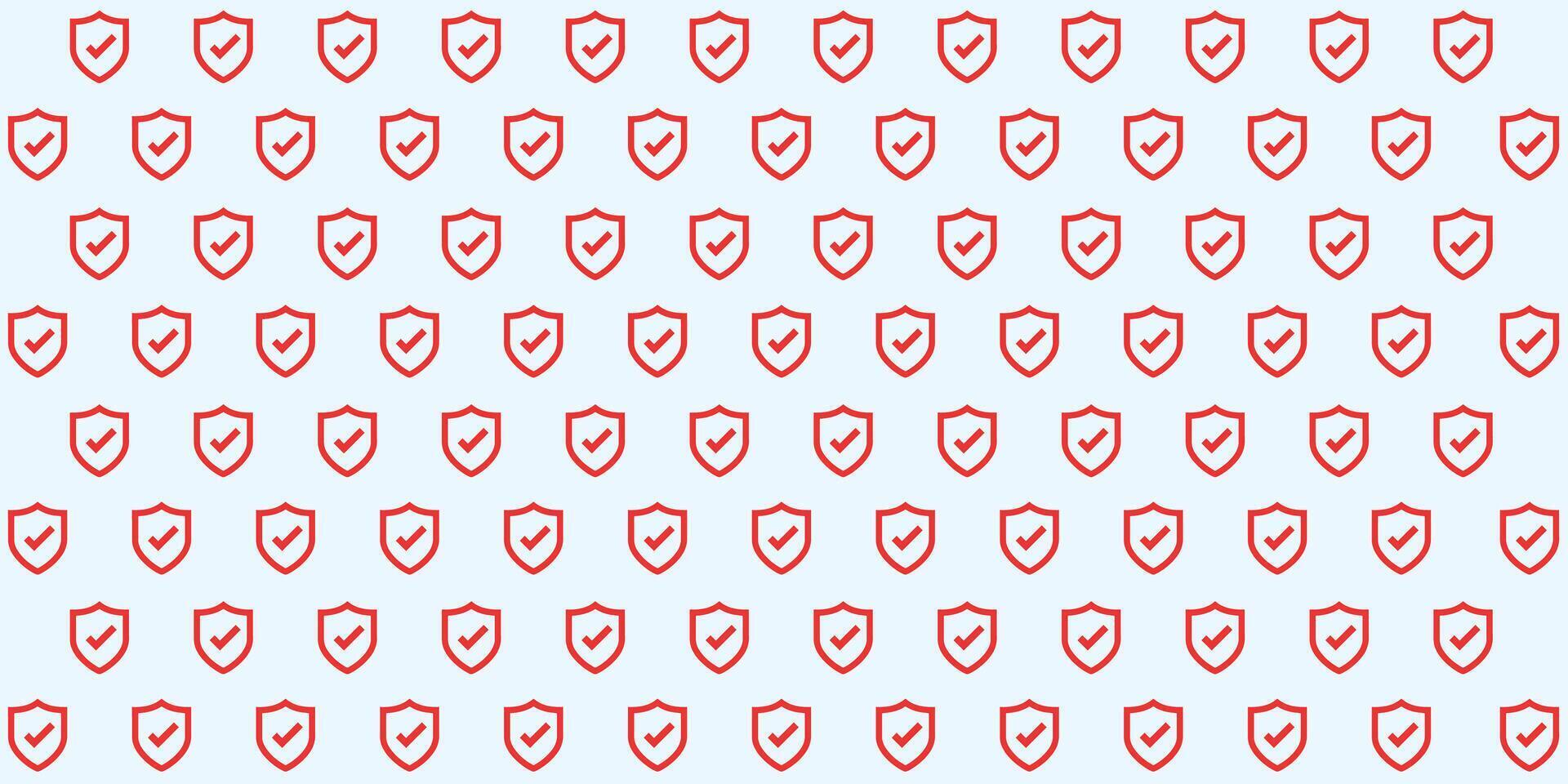 Seamless background pattern of evenly spaced white protection mark symbols. illustration on blue opacity background vector