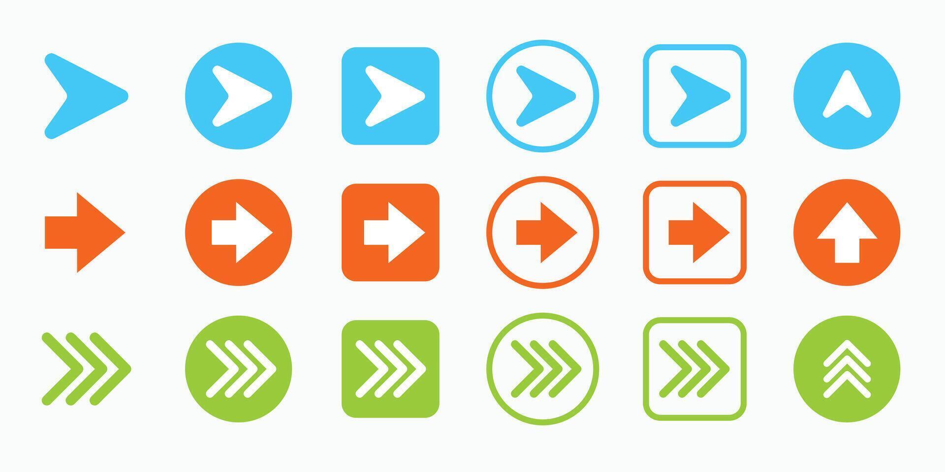 Colorful directional arrow icons set arrow symbols isolated on white background vector