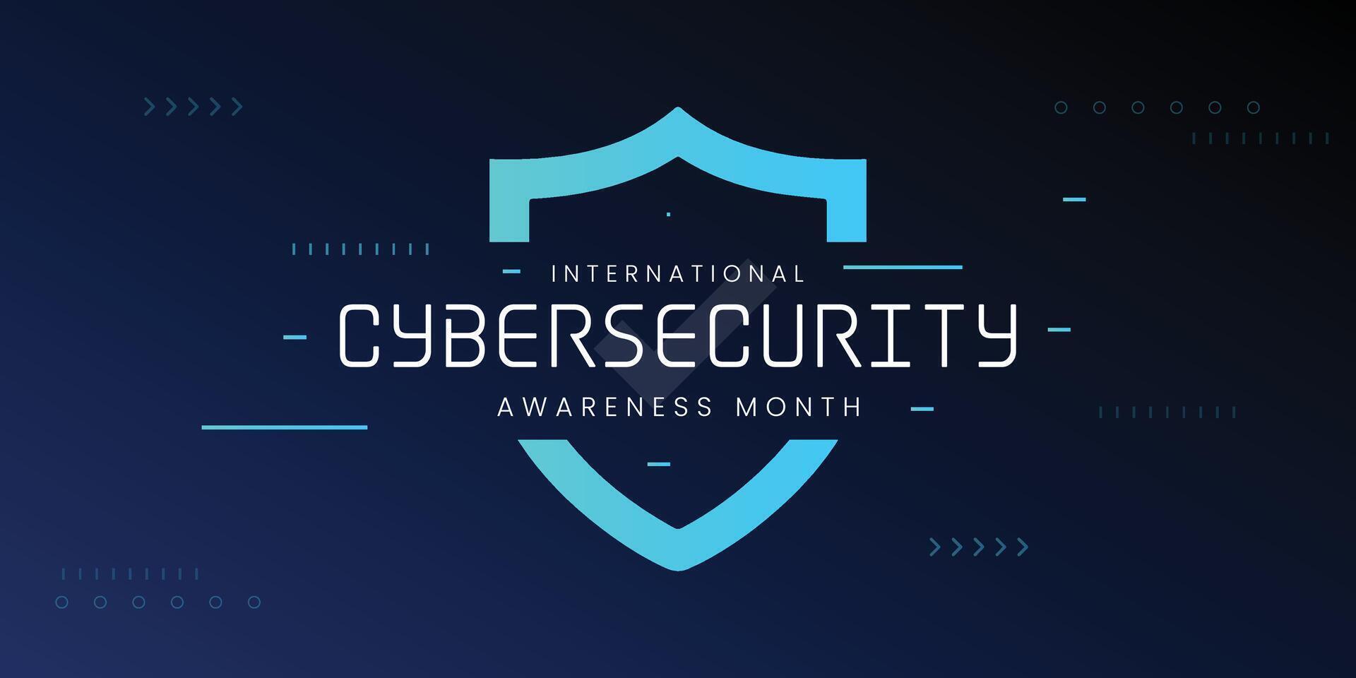 International cyber security awareness month is observed. flat design Cyber security banner gradient color blue vector