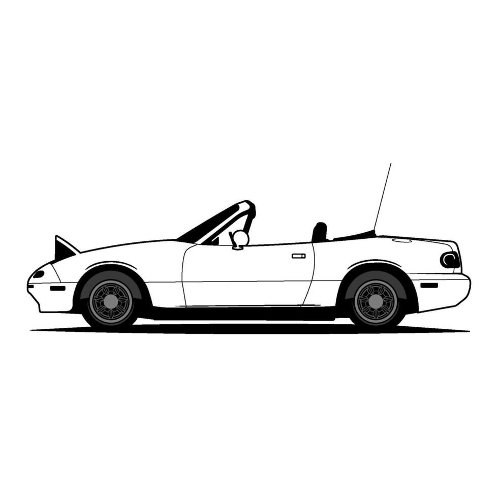 small car open roof side view vector