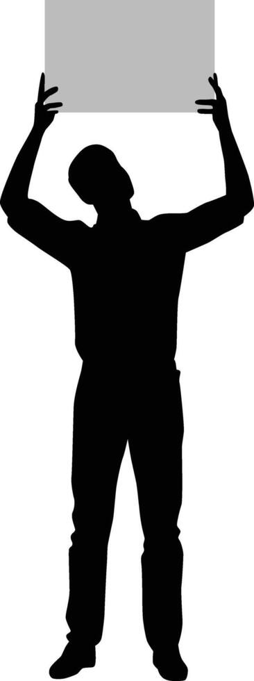 men hold sign full body silhouette vector