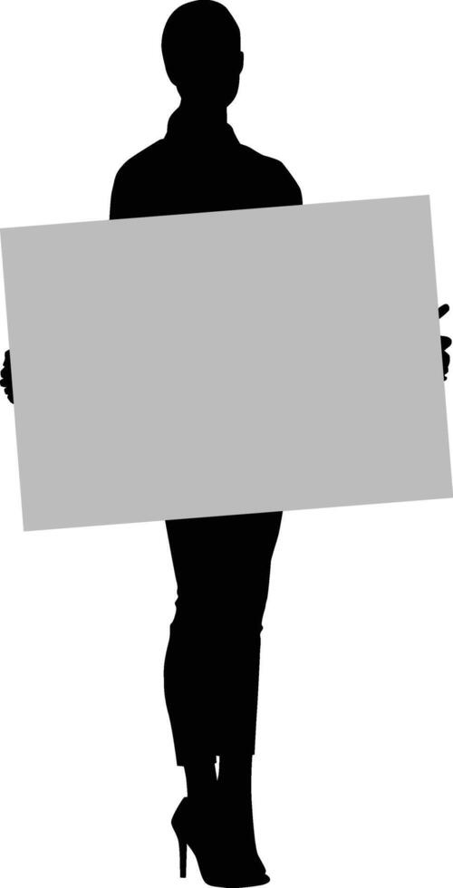 girl pose holding sign silhouette vector