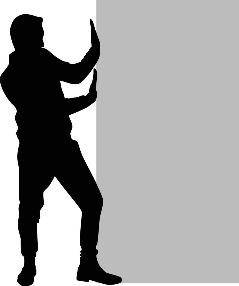 men holding big sign silhouette vector
