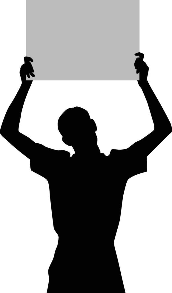 portrait of men holding a sign vector