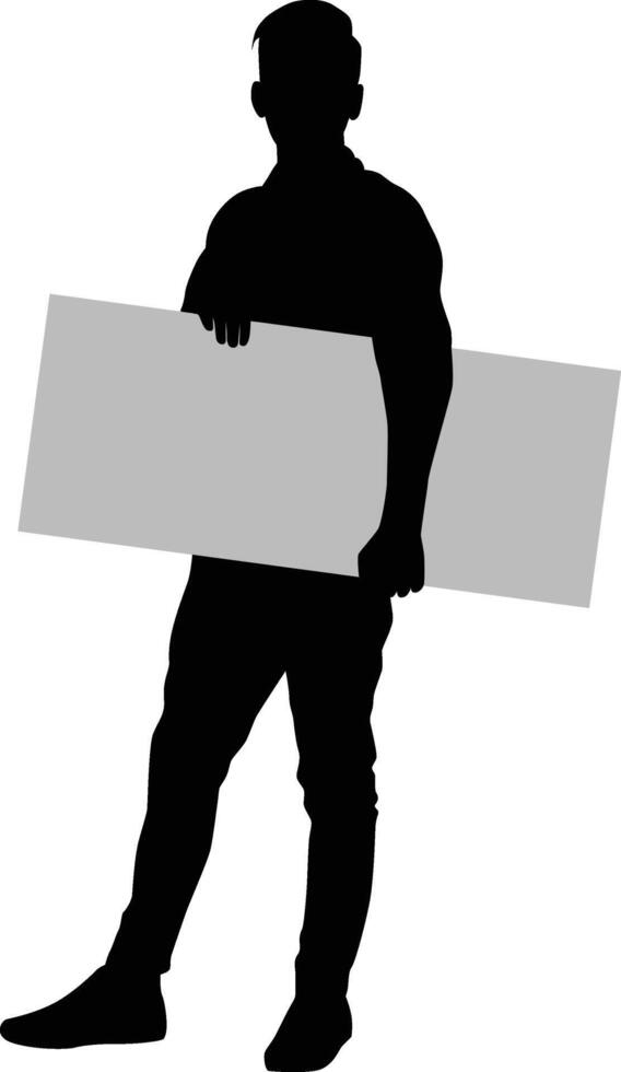 silhouette of young men holding board sign vector