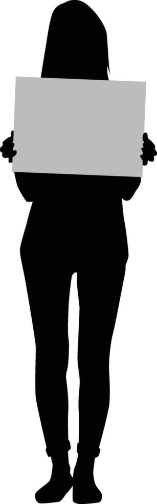 pose of women make announcement silhouette vector