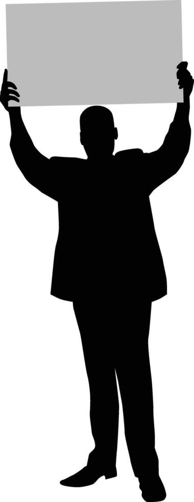businessman holding sign silhouette vector