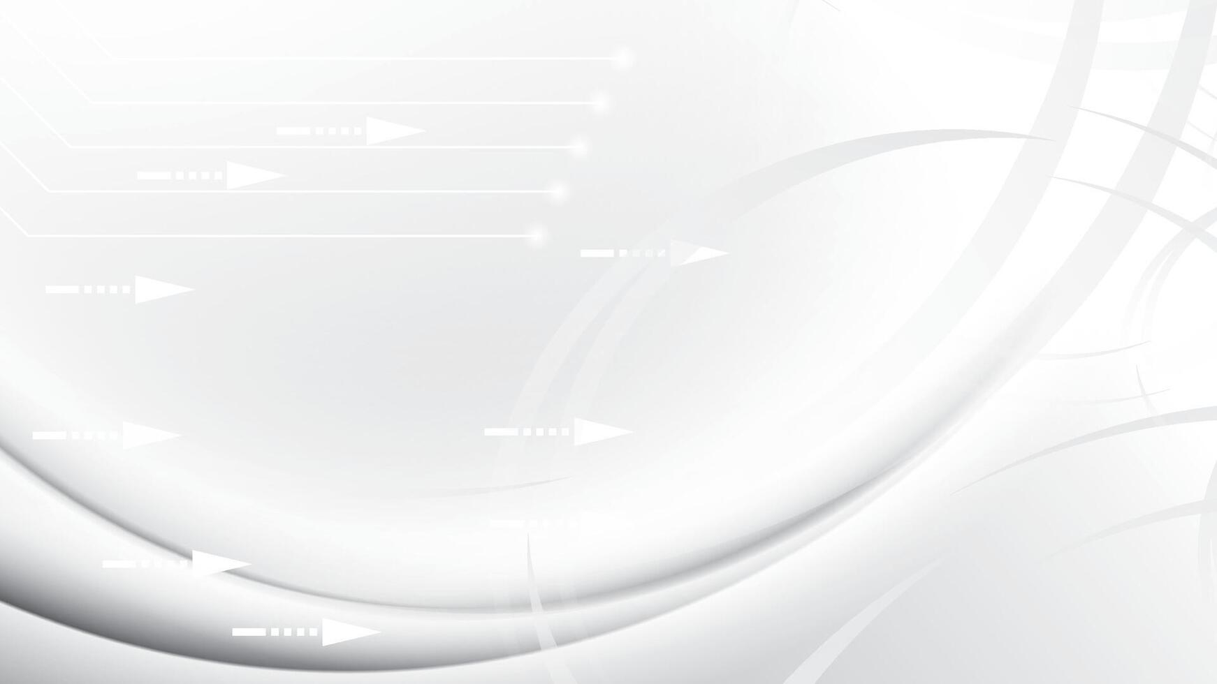 Abstract white and gray geometric technology background with circuit, arrow, modern line, futuristic light. illustration. vector