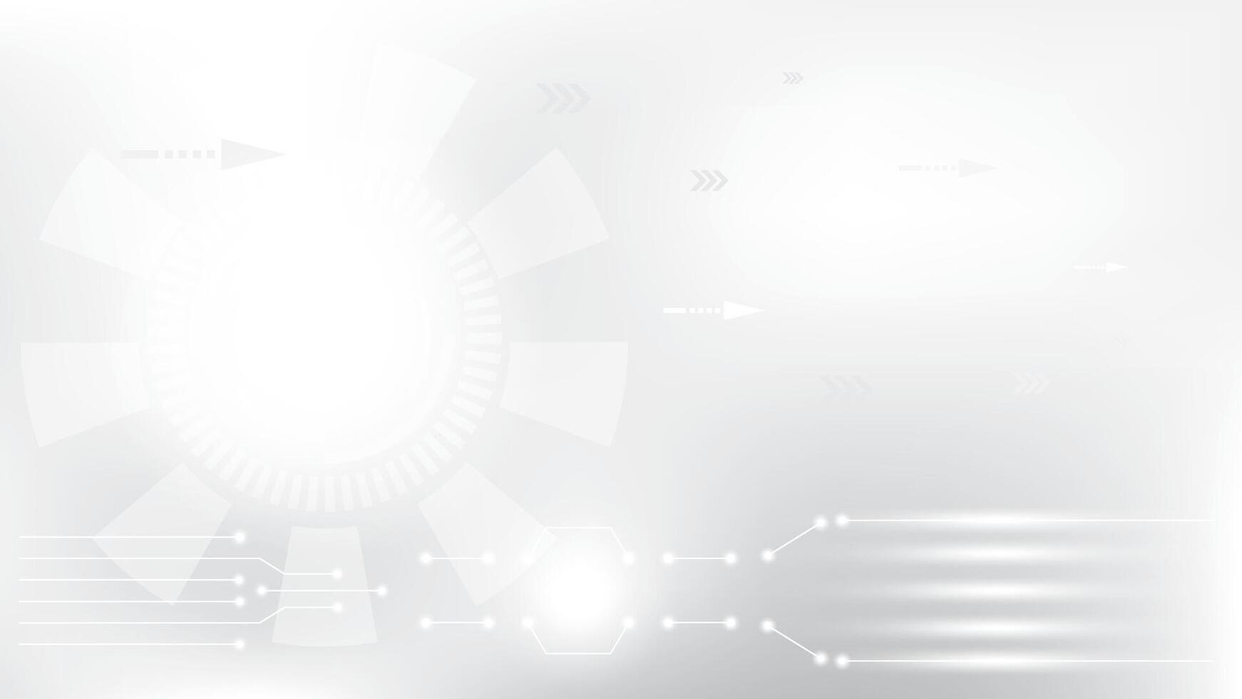 Abstract white and gray geometric technology background with gear, modern line, futuristic light. , illustration. vector