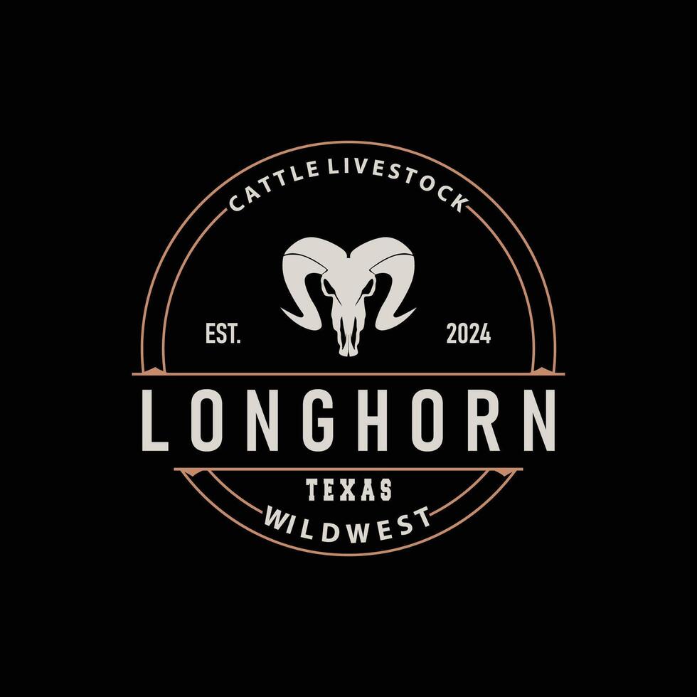 LongHorn Animal Logo Livestock Design vector
