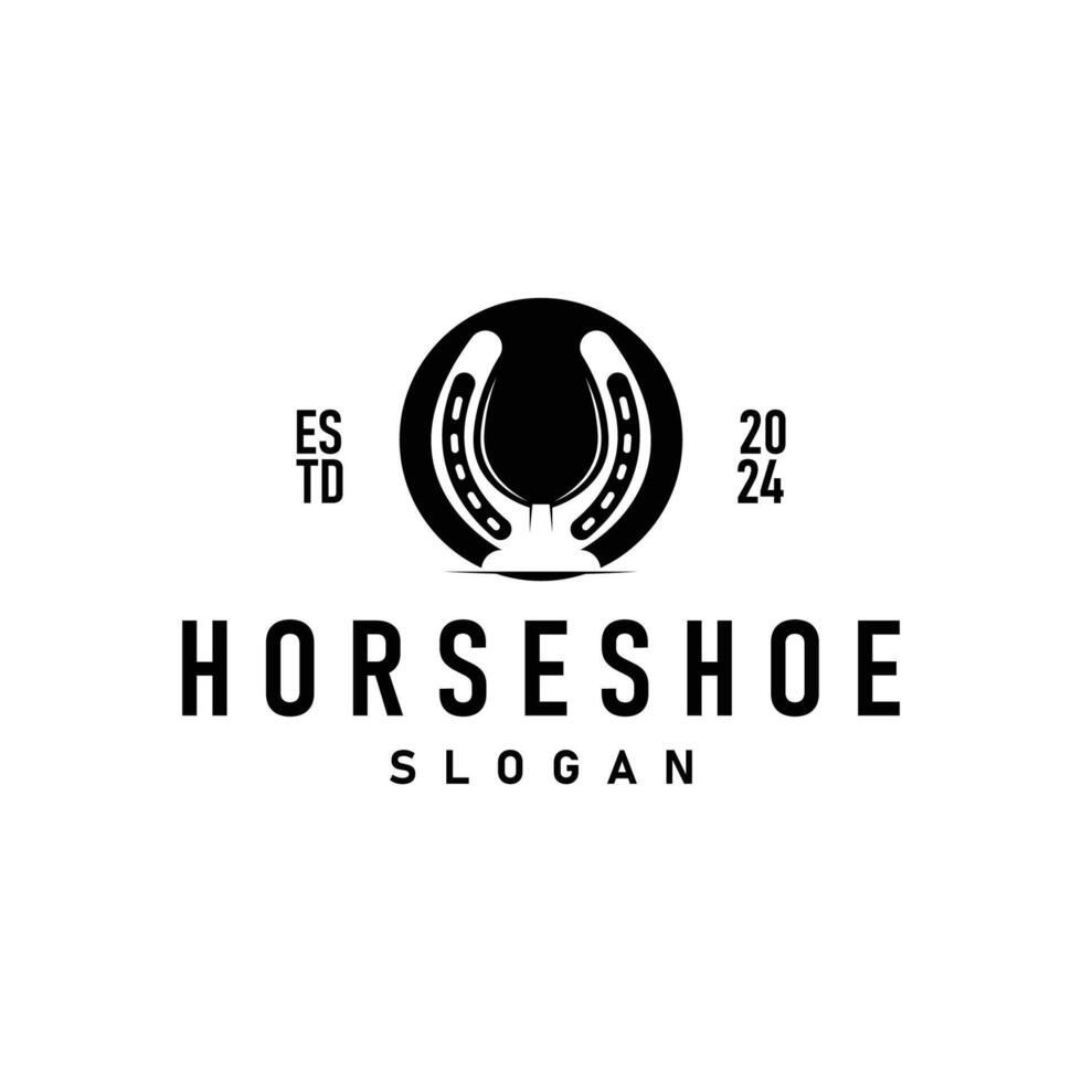black horseshoe logo western cowboy farm ranch vector